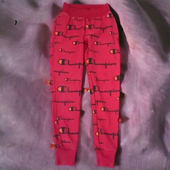 Champion Reverse Weave Joggers S All Over Print Spell Out Red Track Pants Pocket - Picture 4 of 16
